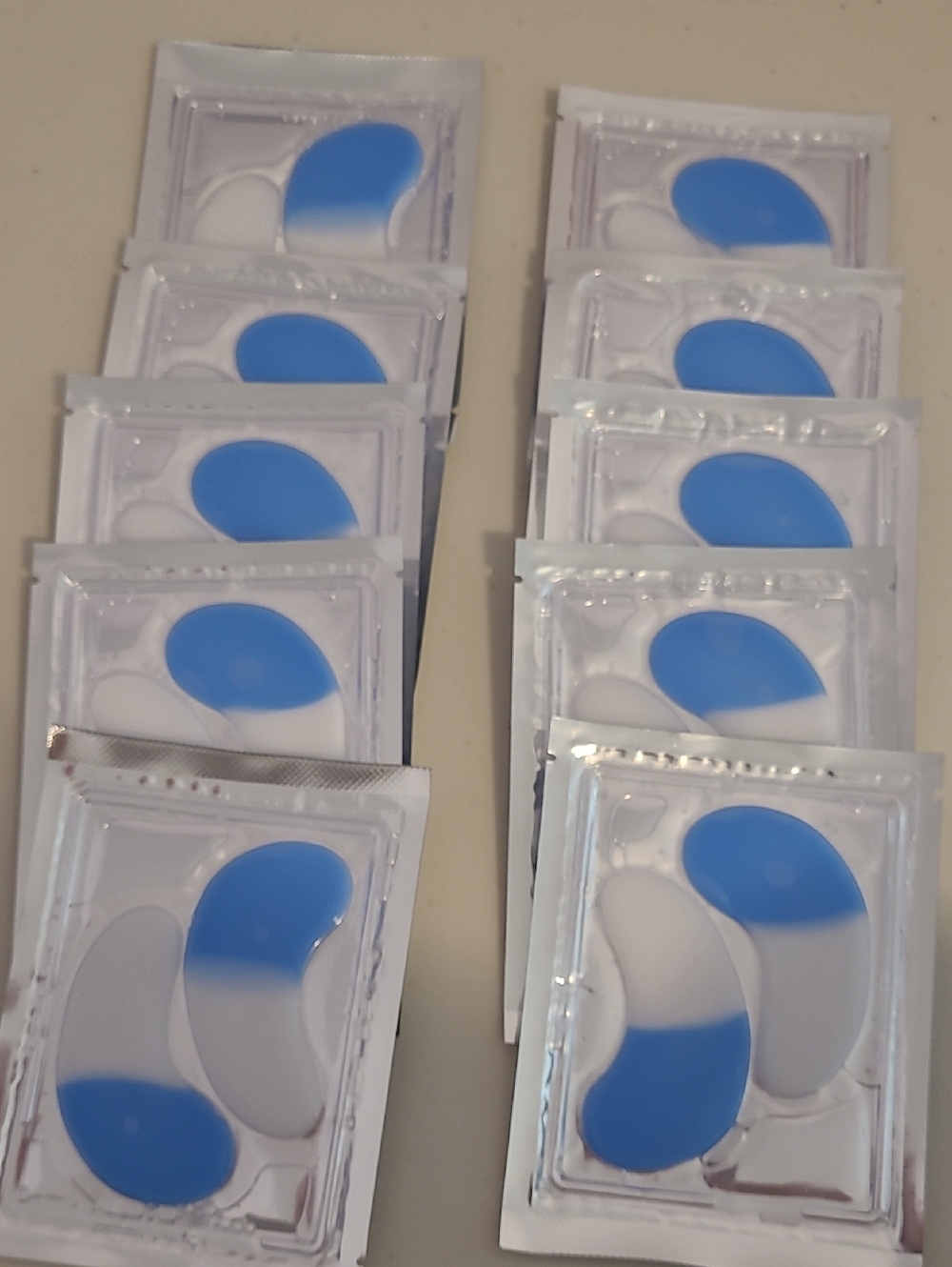 Blue Gel Eye Patches - Single Use Packets (Lot of 10) Of Retinol & Collagen